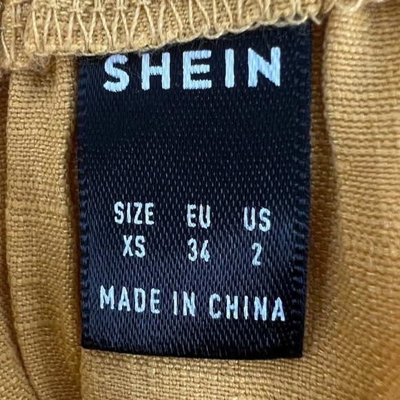 SHEIN Yellow Ruffle Hem Wide Leg Pants Size X-Small Women’s - Picture 2 of 5